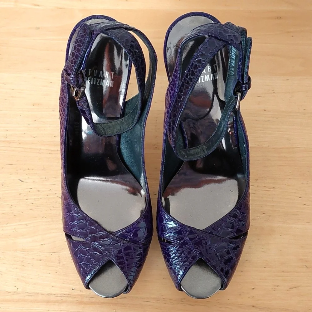 Stuart Weitzman Purple Patent Leather High Heeled Sandals - Picture 5 of 14